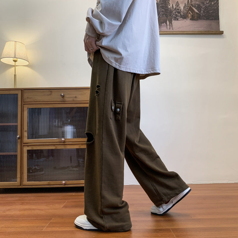 Men Sweatpants Design Hiphop Sweatpants Men Vintage Broken Holes Pants