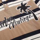 Men Hoodie Loose Long Sleeve Polo Shirt Casual Striped Embroidered Letter Lapel Pullover Sweater