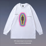 Men Long Sleeve Shirt Design Print Couple Upper Clothes Long Sleeves T-shirt Men and Women