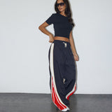 Women Cargo Pants Women's Zipper Stitching Contrast Color Sports Casual Pants