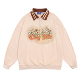 Men Hoodie Letter Printed Polo Shirt Sweater Men's Spring and Autumn Long Sleeve Lapel