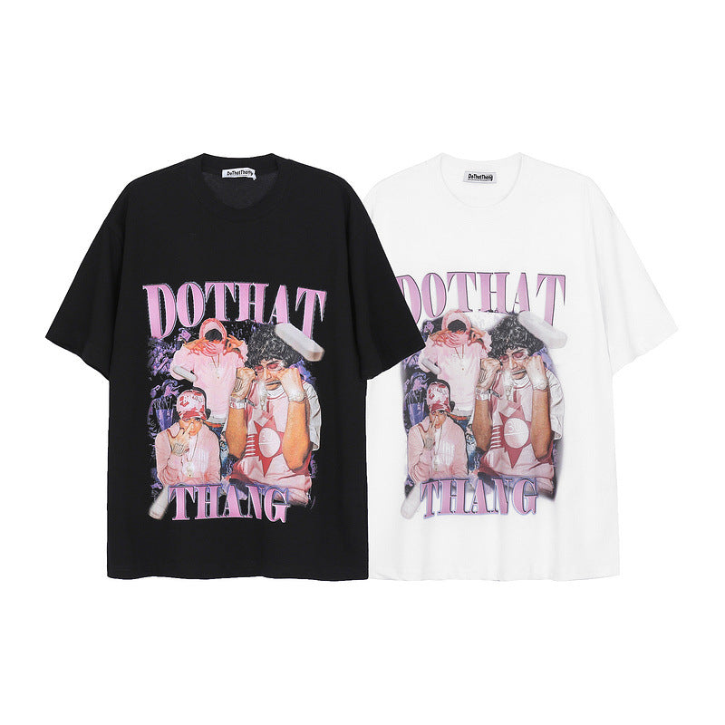 Men's T Shirt Short-Sleeved T-shirt Men's and Women's Hiphop High Street Loose Top