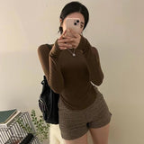 Women Long Sleeve Shirt Skinny Slimming Bottoming Shirt Autumn and Winter Long Sleeve