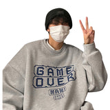 Men Hoodie Autumn Loose round Neck Letter Print Casual Top