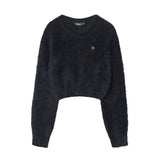 Women Sweater Short Sweater Girls' Autumn Solid Color Long Sleeve Sweater