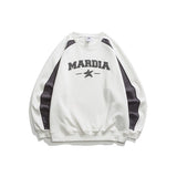 Unisex Hoodie Retro Patchwork Contrast Color Sports Jacket Men's and Women's round Neck Sweater