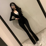 Women Long Sleeve Shirt Sports Style Cropped Hoodie Casual Pants Autumn