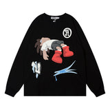 Men Hoodie Cartoon Anime Print Crew Neck Sweater