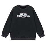 Men Hoodie European Print Distressed round Neck Sweater Men's Long Sleeve Sports