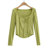 Women T-Shirt Top T-shirt Women's Design Patchwork Base Long Sleeve