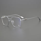 CHH Chrome Hearts Glasses Pure Titanium Ultra Light Wide Large Face Double Beam Myopia Glasses Frame