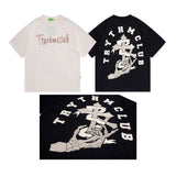 Men T Shirt Printed Short-Sleeved T-shirt Men and Women Couple Loose Retro Distressed