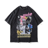 Men's T Shirt Retro Loose Hip Hop Short-Sleeved T-shirt Men's Distressed Print