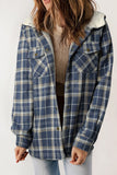 Plaid Trench Coat Autumn and Winter Women's Plaid Button Hooded Jacket