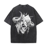 DARC WOLVES Hip Hop Washed Black T-Shirt Streetwear
