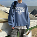 Men Hoodie Autumn Loose round Neck Letter Print Casual Top