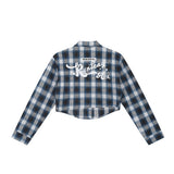Men Long Sleeved T Shirt Plaid Letters Embroidered Shirt Coat Ins Leisure Cargo