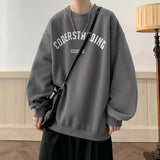 Men Hoodie round Neck Sweater Men's Autumn Letter Print Hong Kong Style All-Matching Loose