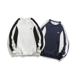 Unisex Hoodie Retro University Style Patchwork round Neck Sweater for Men and Women