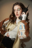 Unisex Jacket Fall Color-Blocking Stand Collar Coat Women's Clothing
