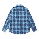 Men Long Sleeved T Shirt Plaid Cat Beard Long Sleeve Shirt Loose Embroidered Letter Shirt