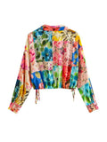 Women's T-Shirt Spring Printed Silk Satin Textured Shirt