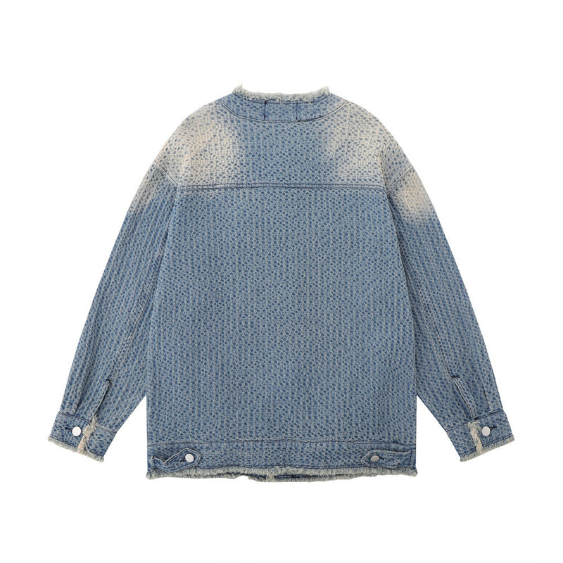 Men Denim Jacket Washed and Worn Denim Jacket Men's Loose