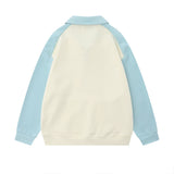 Men Hoodie Contrast Color Long Sleeves Polo Shirt Men's Loose Lapels Sweater
