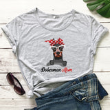 Colored Bandana Doberman Mom T-shirt Cute Dog Mom Gift