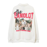 Men Hoodie Figure Printing Lapel Sweater Long Sleeve Pullover Polo Shirt Top Loose Casual