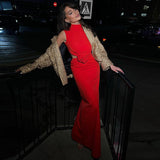 Women Desses Women's Spring Clothing Sleeveless Sexy Red Carpet Dress