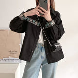 Women's T-Shirt Spring and Autumn Embroidered Denim Coat Women's Loose