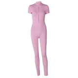 Women Jumpsuit Women's Summer Fashion Zipper Short-Sleeved Jumpsuit