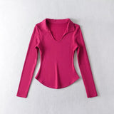 Women T-Shirt Solid Color T-shirt Women's Spring Slim-Fit Long-Sleeved Bottoming Shirt Top