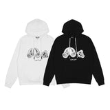 Palm Angle Hoodie Palm Angels Black and White Embroidered Hoodie Men and Women