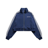 Unisex Jacket Autumn Fashion Striped Ultra Short Coat