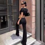 Women Co-Ord Set Summer Women's Fashion Short Sleeve Square Neck T-shirt Slim Fit