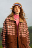 Unisex Jacket Autumn Woolen Contrast Color Coat Women's Clothing