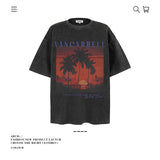 American vintage street T-shirt summer men's loose pure cotton