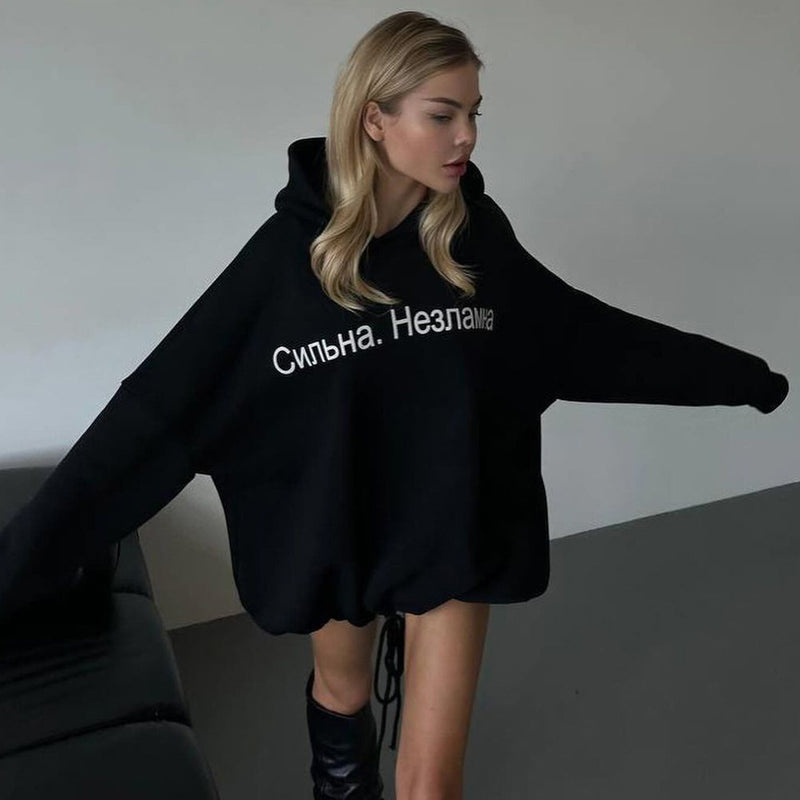 Women Sweatshirt Printed Sweater Women's Hooded Loose Autumn and Winter