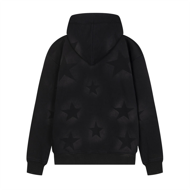 Men Fleece Lined Hoodie XINGX Letter Print Sweatshirt Men's Autumn and Winter Loose Zip Coat
