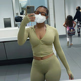 Women Co-Ord Set Fashion Solid Color Short Hood Top and Trousers