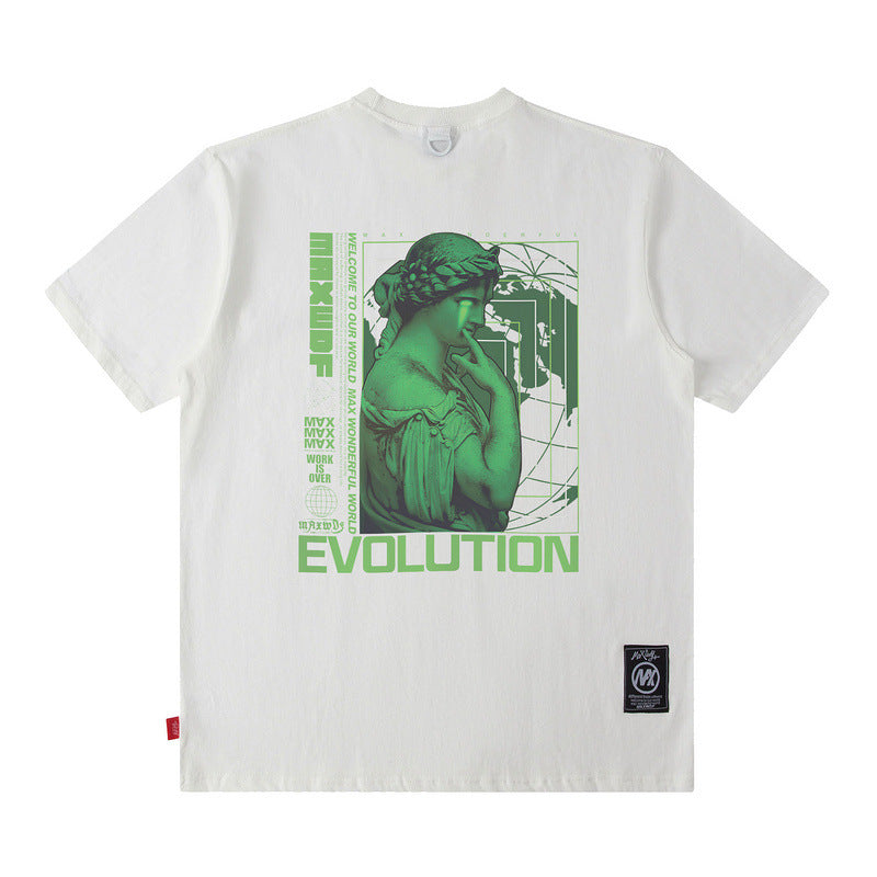Men T Shirt Printed Short-Sleeved T-shirt Boys Casual Loose