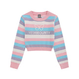 Women Sweater Butterfly-Patterned Short Style Sweater Women's Autumn Contrast Color Long Sleeves Sweater