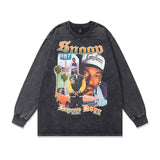 Men Long Sleeve Shirt Printed Distressed Long Sleeve T-shirt Men and Women Retro