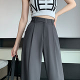 Palazzo Pants Gray High-Grade Suit Straight Narrow Wide-Leg Pants Draping Effect
