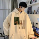 Men Hoodie Hooded Sweater Men's Autumn Loose Couple Sleeve Hoodie Coat