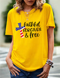 Women's Independence Day T Shirt Pattern Printed Short-Sleeved T-shirt
