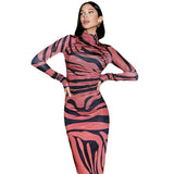 Women Desses Long Sleeve Slim Fit Temperament Printed Dress