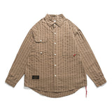 Men Long Sleeved T Shirt Striped Long Sleeve Lapel Shirt Men's Spring and Autumn High Street Casual Shirt Outer Wear